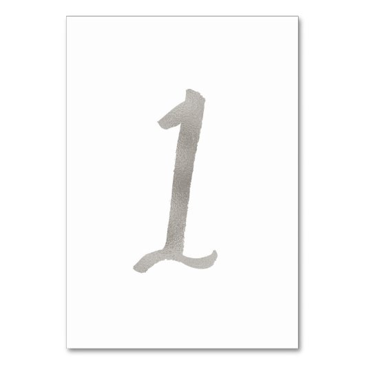 Numéro de table de mariage chic en feuille d'argen (Dos)
