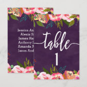 Numéro de table de mariage chic en fleurs Graphiqu (Devant / Derrière)