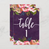 Numéro de table de mariage chic en fleurs Tableau (Devant / Derrière)