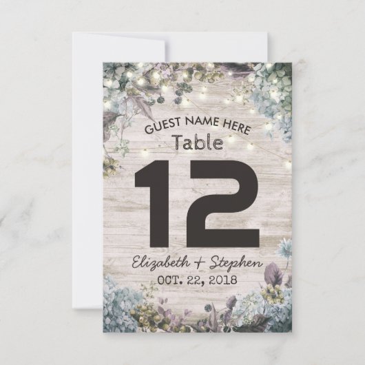 Numéro de table de mariage Chic Fleurs Bois Lumièr (Devant)