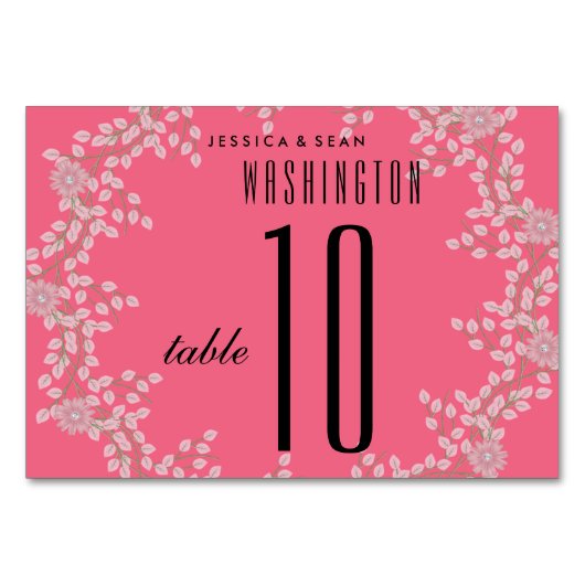 Numéro de table de mariage Chic Floral & Perles (Devant)