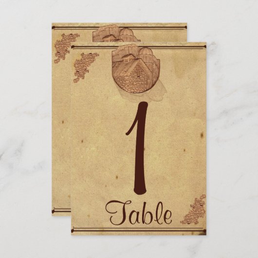 Numéro de table de mariage chic grange en pierre v (Devant / Derrière)