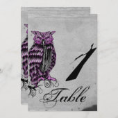 Numéro de table de mariage chic hibou gothique vio (Devant / Derrière)