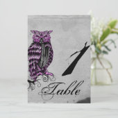 Numéro de table de mariage chic hibou gothique vio (Debout devant)