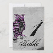 Numéro de table de mariage chic hibou gothique vio (Dos)