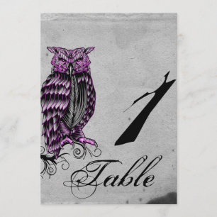 Numéro de table de mariage chic hibou gothique vio