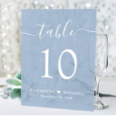 Numéro de table de mariage Chic Script Bleu Poussi