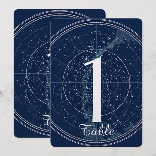 Numéro de table de mariage ciel de nuit en constel (Devant / Derrière)