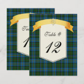 Numéro de table de mariage Clan MacLeod Tartan Pla (Devant / Derrière)