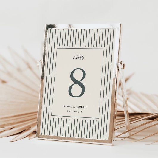 Numéro de table de mariage classique à rayures fin