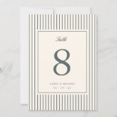 Numéro de table de mariage classique à rayures fin (Devant)