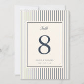 Numéro de table de mariage classique Navy Pinstrip (Devant)