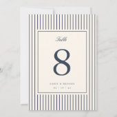 Numéro de table de mariage classique Navy Pinstrip (Dos)