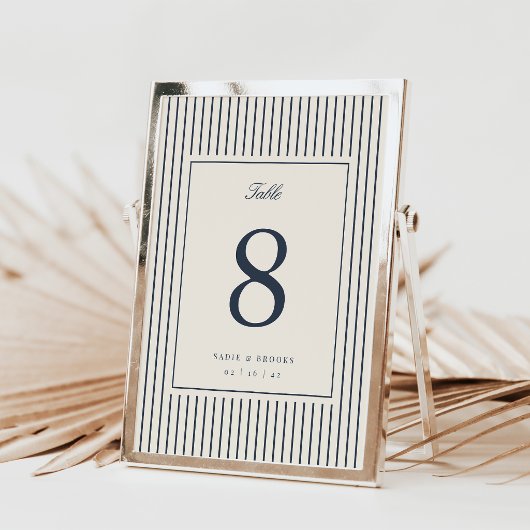 Numéro de table de mariage classique Navy Pinstrip