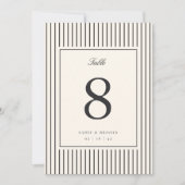 Numéro de table de mariage classique noir rayé 5x7 (Devant)