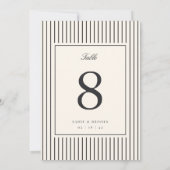Numéro de table de mariage classique noir rayé 5x7 (Dos)