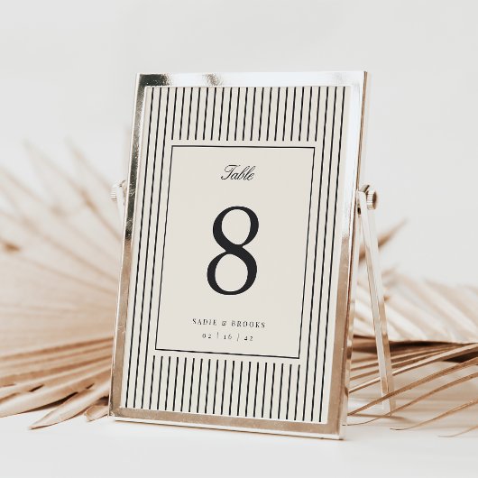 Numéro de table de mariage classique noir rayé 5x7