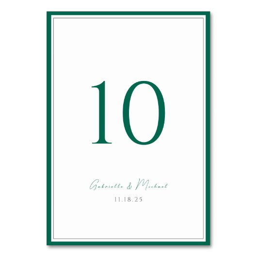Numéro de table de mariage classique vert émeraude (Par défaut)