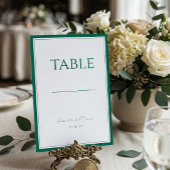 Numéro de table de mariage classique vert émeraude