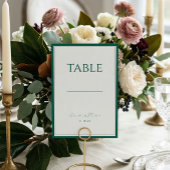 Numéro de table de mariage classique vert émeraude
