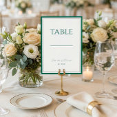Numéro de table de mariage classique vert émeraude
