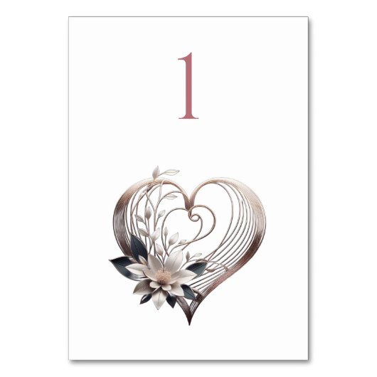 Numéro de table de mariage - Cœur rose moderne ave (Par défaut)