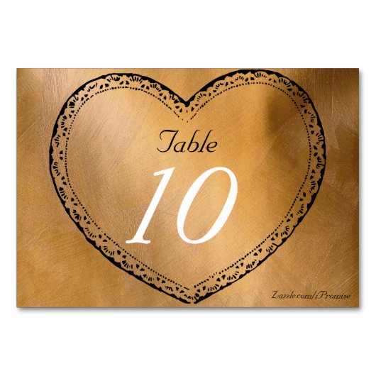 Numéro de table de mariage Cœurs de cuivre Mariage (Devant)