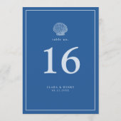 Numéro de table de mariage coquillage bleu françai (Dos)