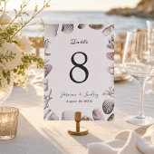 Numéro de table de mariage corail coquillage blanc