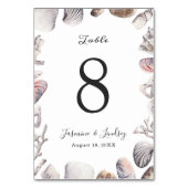 Numéro de table de mariage corail coquillage blanc (Dos)