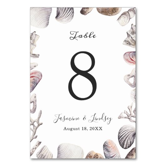 Numéro de table de mariage corail coquillage blanc (Par défaut)