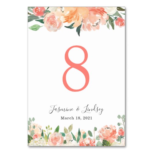 Numéro de table de mariage Corail pêche Pivoine (Par défaut)