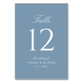 Numéro de table de mariage couleur bleu poussiéreu (Dos)