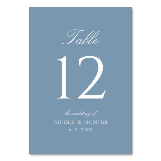 Numéro de table de mariage couleur bleu poussiéreu (Par défaut)