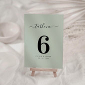 Numéro de table de mariage couleur menthe claire u