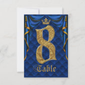 Numéro de table de mariage Couronne d'or Bleu Roya (Devant)
