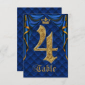 Numéro de table de mariage Couronne d'Or Bleu Roya (Devant / Derrière)