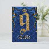 Numéro de table de mariage Couronne d'Or Bleu Roya (Debout devant)