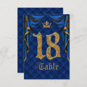 Numéro de table de mariage Couronne d'or Bleu Roya (Devant / Derrière)