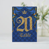 Numéro de table de mariage Couronne d'Or Bleu Roya (Debout devant)
