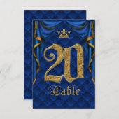 Numéro de table de mariage Couronne d'Or Bleu Roya (Devant / Derrière)