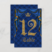 Numéro de table de mariage Couronne d'Or Bleu Roya (Devant / Derrière)