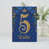 Numéro de table de mariage Couronne d'or Bleu Roya (Debout devant)