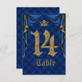 Numéro de table de mariage Couronne d'Or Bleu Roya (Devant / Derrière)