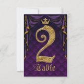 Numéro de table de mariage Couronne d'or Violet Ro (Devant)
