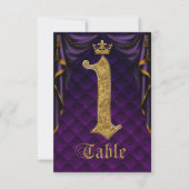 Numéro de table de mariage Couronne d'or Violet Ro (Devant)