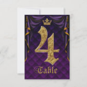 Numéro de table de mariage Couronne d'or Violet Ro (Devant)