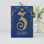 Numéro de table de mariage Couronne Or Bleu Royal  (Debout devant)