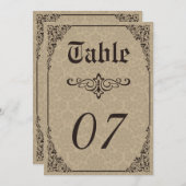 Numéro de table de mariage damassé victorien gothi (Devant / Derrière)