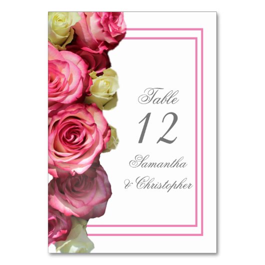 Numéro de table de mariage de bordure rose (Dos)